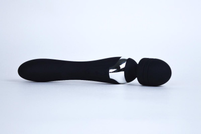 LA-50039 Black/ WAND Вибратор перезаряжаемый 2в1 Beja,  два мотора, L= 20 см, Ф= 4 см, силикон