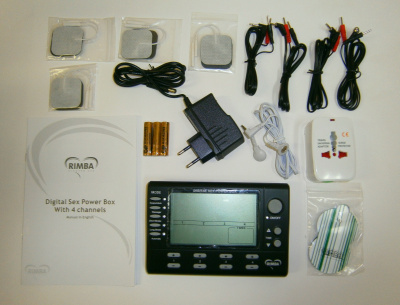 7890/ Электростимулятор Rimba 4 Channel Electro sex power box deluxe четырехканальный с ЖК дисплеем