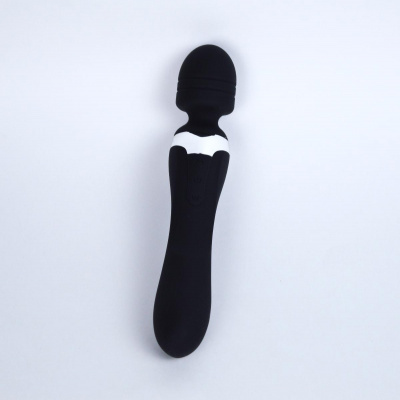 LA-50039 Black/ WAND Вибратор перезаряжаемый 2в1 Beja,  два мотора, L= 20 см, Ф= 4 см, силикон