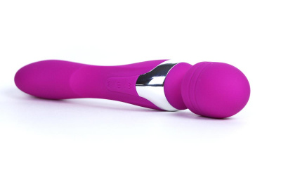 LA-50039 Rose/ WAND Вибратор перезаряжаемый 2в1 Beja,  два мотора, L= 20 см, Ф= 4 см, силикон